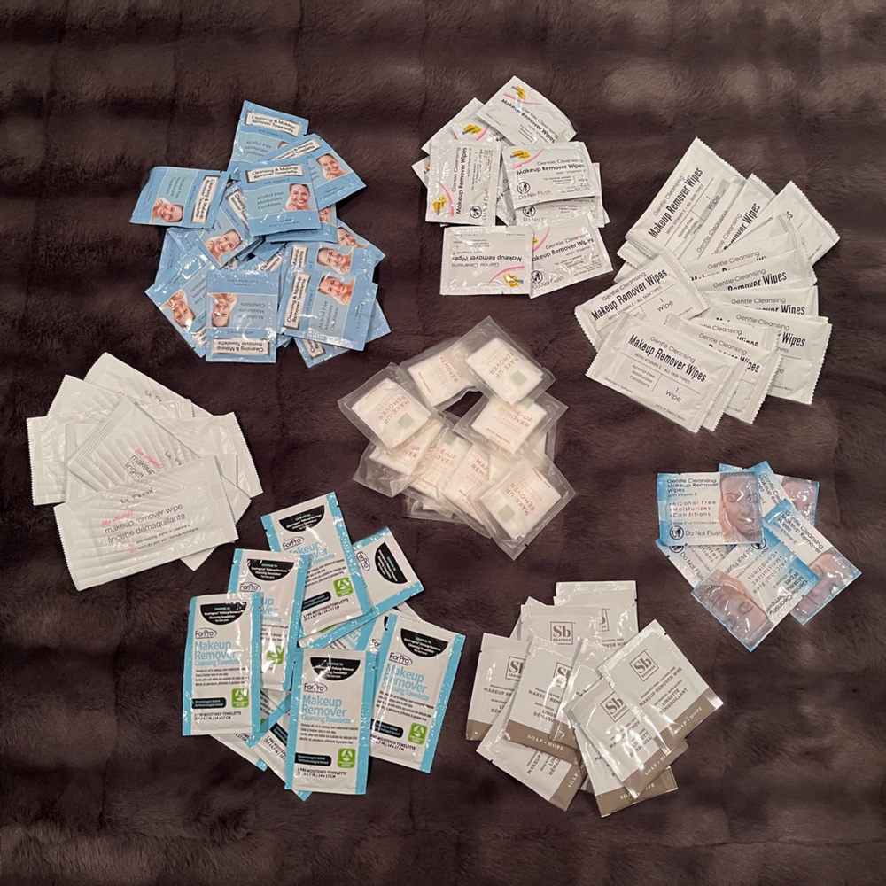 100 Makeup Remover Cleansing Wipes/Towelettes - Individual Wrapped
